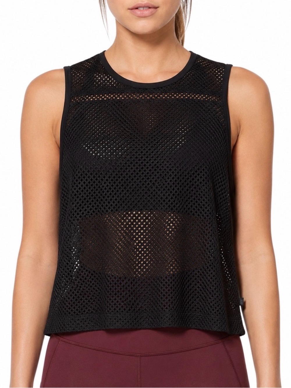 Lululemon Sweat Your Heart Out Tank, Size 6, Black, Mesh Sleevless Tank Top